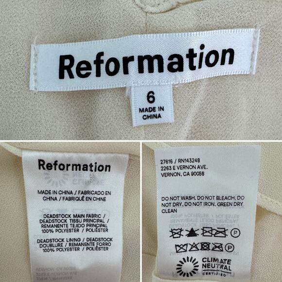 Reformation Rafina Dress ivory pleated wedding bridal maxi loose fit size 6 - Picture 13 of 15